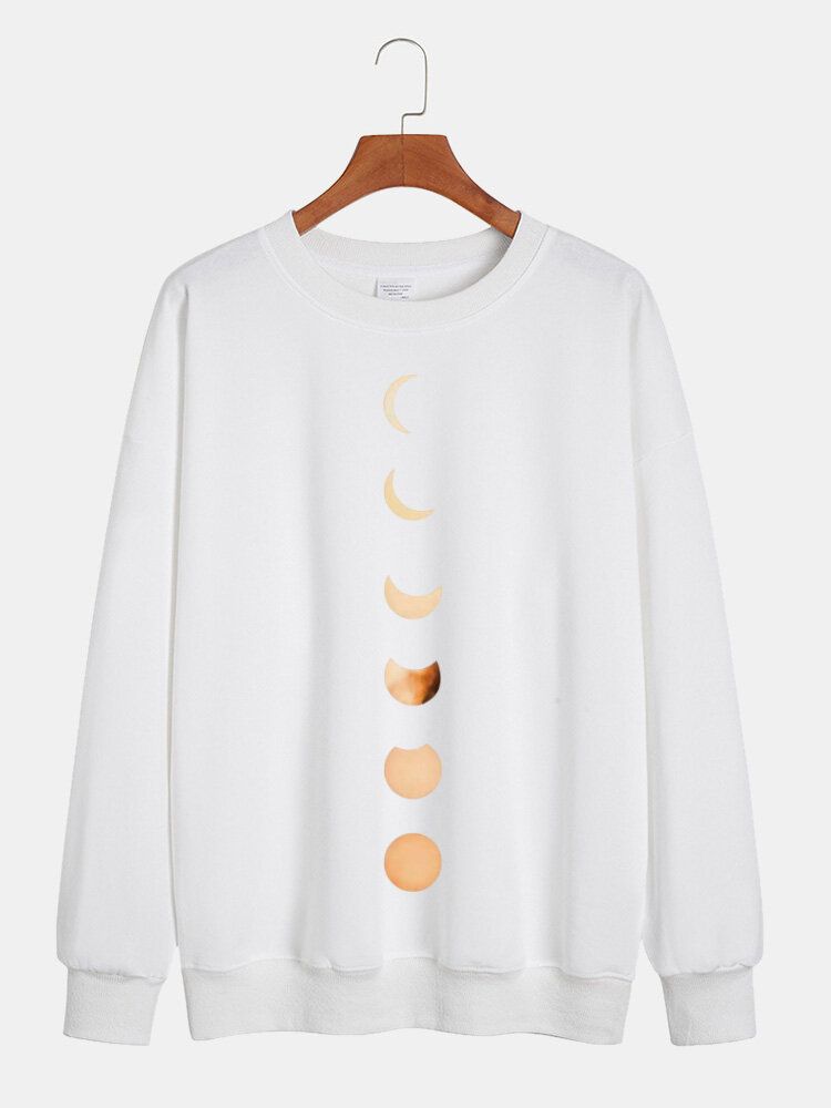 Sudaderas De Cuello Redondo Con Estampado De Eclipse Lunar Para Hombre 100% Algodón