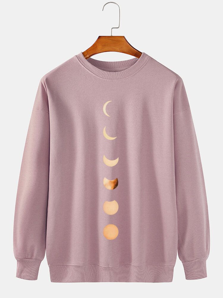 Sudaderas De Cuello Redondo Con Estampado De Eclipse Lunar Para Hombre 100% Algodón