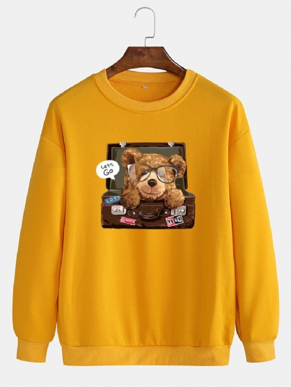 Sudaderas De Cuello Redondo Con Estampado De Oso De Dibujos Animados Para Hombre