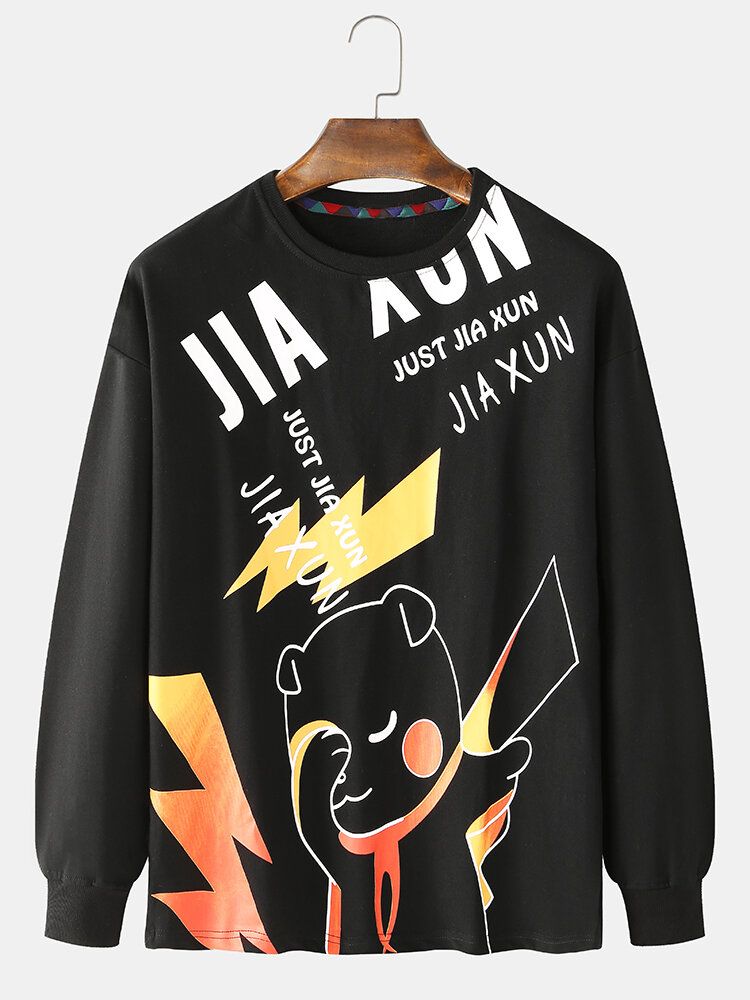 Sudaderas Informales Con Estampado De Graffiti De Dibujos Animados Con Letras Para Hombre