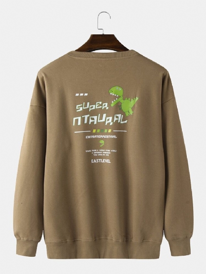 Sudaderas De Manga Larga Con Estampado De Dinosaurio De Dibujos Animados Y Letras Para Hombre