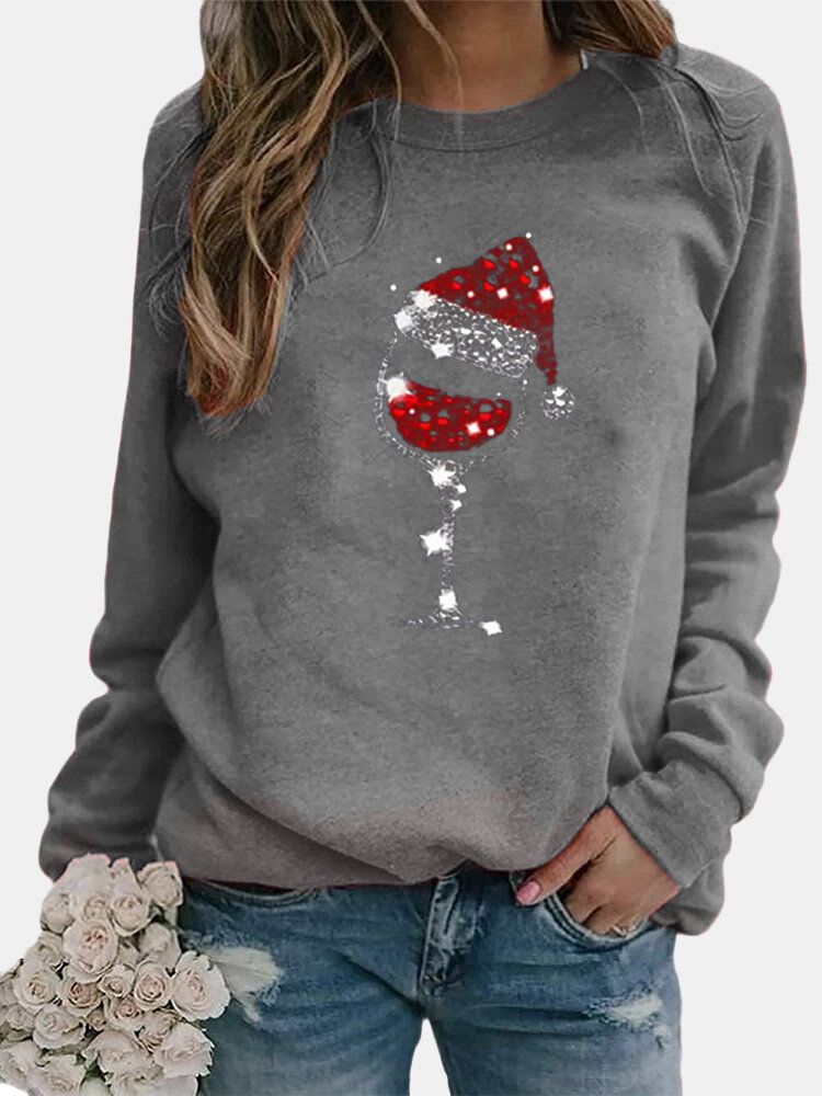 Sudaderas De Manga Larga Con Estampado Navideño De Mujer Deisgn