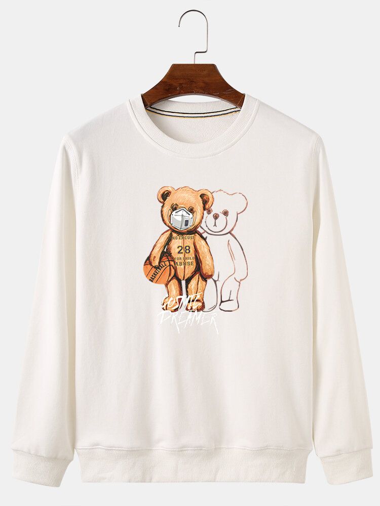 Sudaderas De Manga Larga Con Estampado De Oso De Muñeca De Dibujos Animados Para Hombre