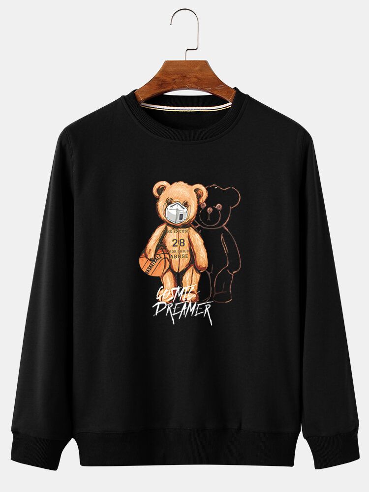 Sudaderas De Manga Larga Con Estampado De Oso De Muñeca De Dibujos Animados Para Hombre