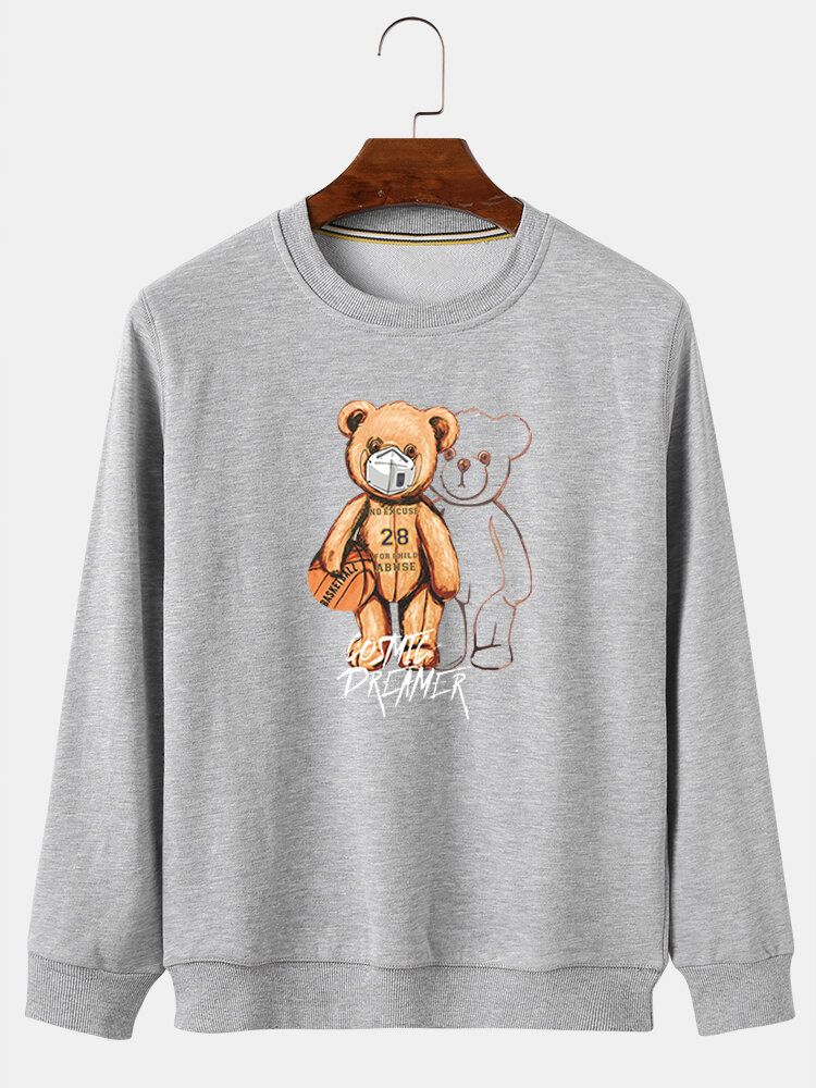 Sudaderas De Manga Larga Con Estampado De Oso De Muñeca De Dibujos Animados Para Hombre