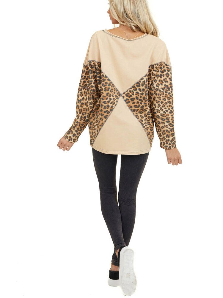 Sudaderas Sueltas De Manga Larga Con Cuello Redondo Y Estampado De Leopardo Para Mujer