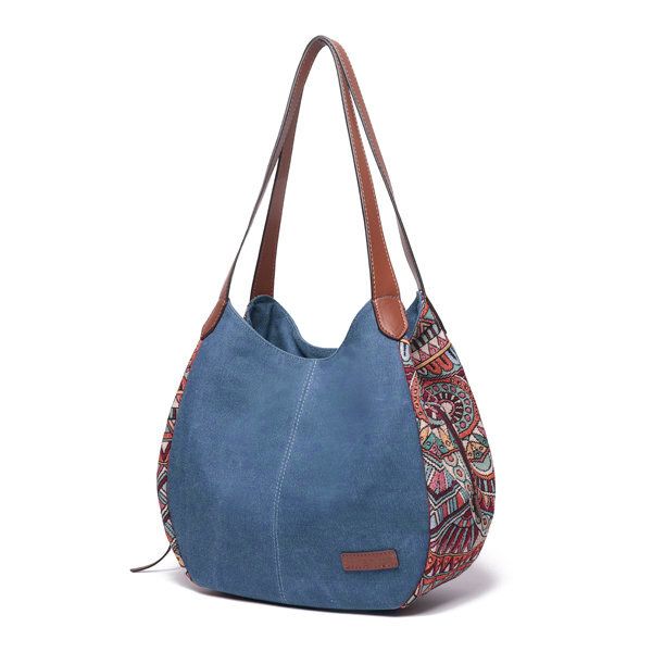 3 Bolsos Principales Bolso De Hombro De Lona Floral De Gran Capacidad Bohemia Bolso De Hombro Para Mujer