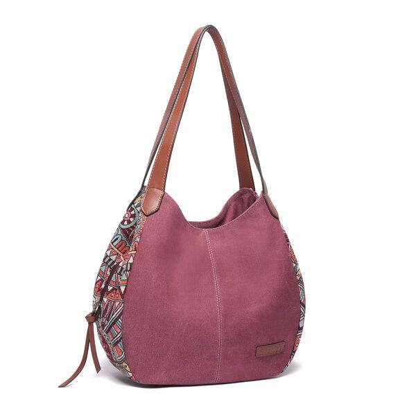 3 Bolsos Principales Bolso De Hombro De Lona Floral De Gran Capacidad Bohemia Bolso De Hombro Para Mujer