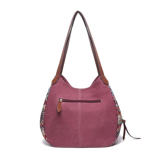 3 Bolsos Principales Bolso De Hombro De Lona Floral De Gran Capacidad Bohemia Bolso De Hombro Para Mujer