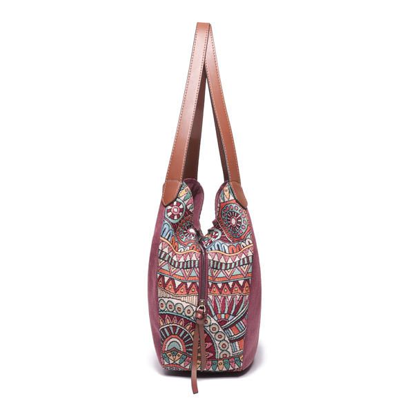 3 Bolsos Principales Bolso De Hombro De Lona Floral De Gran Capacidad Bohemia Bolso De Hombro Para Mujer