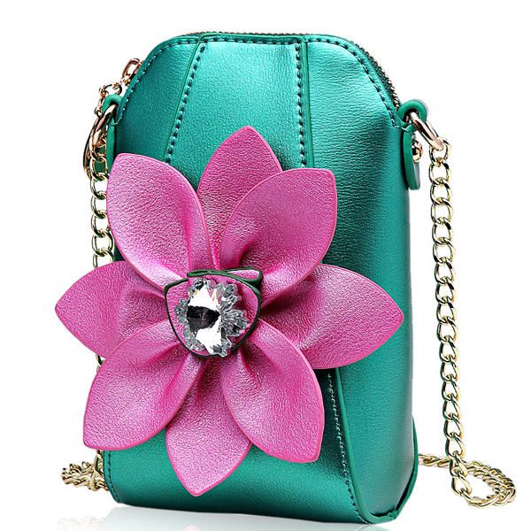 6 Pulgadas Teléfono Celular Cuero De La Pu Mujeres Estilo Nacional Flores Bolso Bandolera Bolso Bandolera