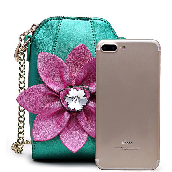 6 Pulgadas Teléfono Celular Cuero De La Pu Mujeres Estilo Nacional Flores Bolso Bandolera Bolso Bandolera