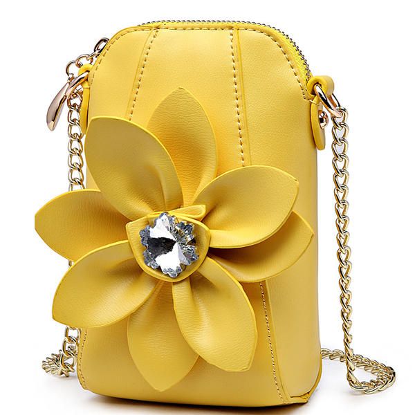 6 Pulgadas Teléfono Celular Cuero De La Pu Mujeres Estilo Nacional Flores Bolso Bandolera Bolso Bandolera