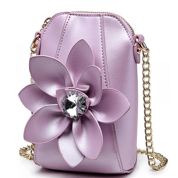 6 Pulgadas Teléfono Celular Cuero De La Pu Mujeres Estilo Nacional Flores Bolso Bandolera Bolso Bandolera