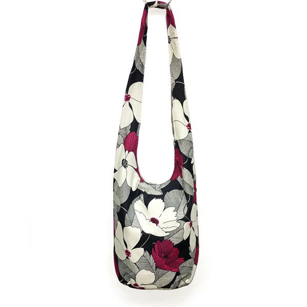 Bolso Bandolera De Algodón Con Estampado De Estilo Nacional Para Mujer