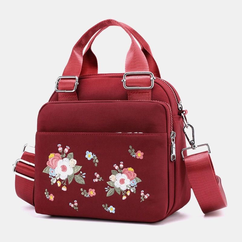 Bolso Bandolera Bordado Con Flores Impermeables Y Ligeras Para Mujer