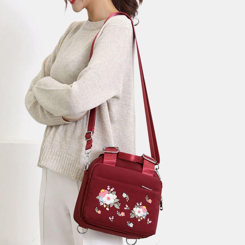 Bolso Bandolera Bordado Con Flores Impermeables Y Ligeras Para Mujer