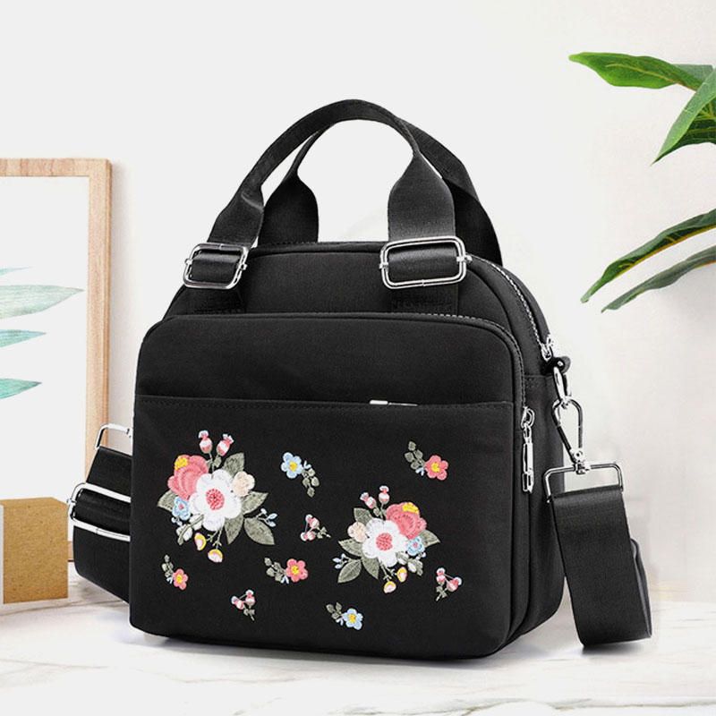 Bolso Bandolera Bordado Con Flores Impermeables Y Ligeras Para Mujer