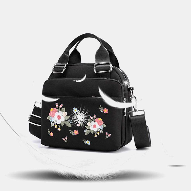 Bolso Bandolera Bordado Con Flores Impermeables Y Ligeras Para Mujer