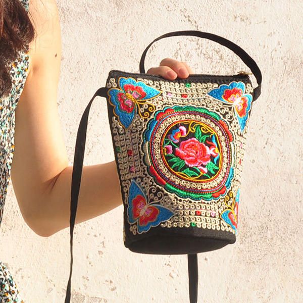 Bolso Bandolera Bordado De Estilo Nacional Para Mujer