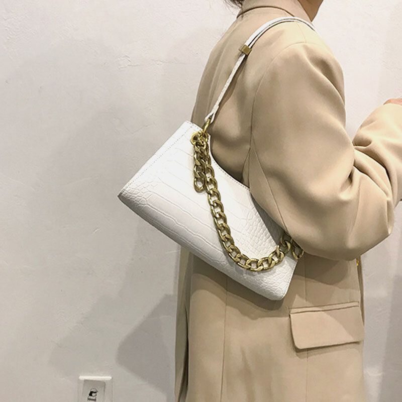 Bolso Bandolera De Cadena Elegante Con Patrón De Cocodrilo Para Mujer