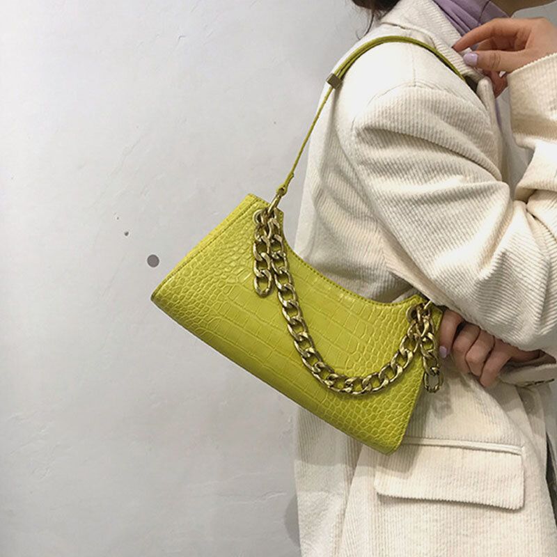 Bolso Bandolera De Cadena Elegante Con Patrón De Cocodrilo Para Mujer