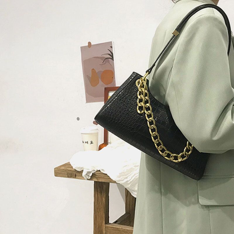 Bolso Bandolera De Cadena Elegante Con Patrón De Cocodrilo Para Mujer