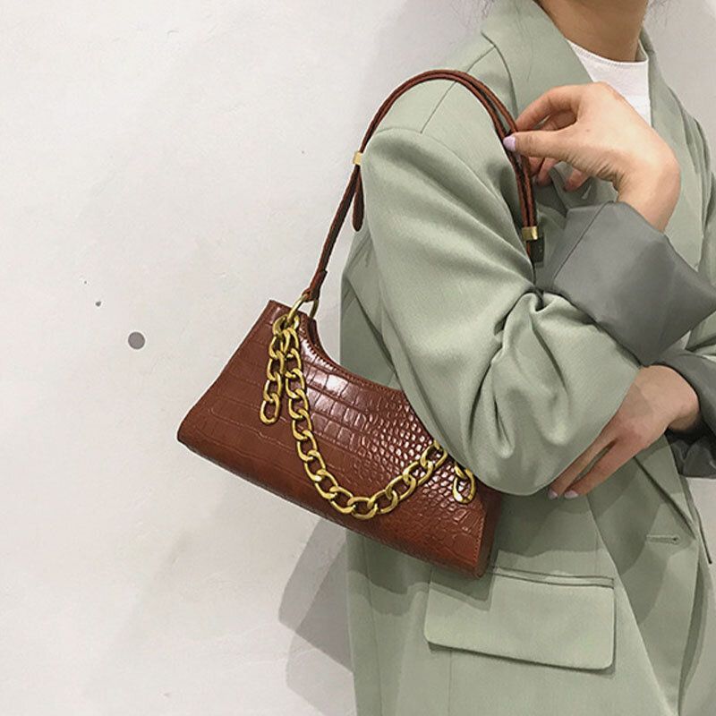 Bolso Bandolera De Cadena Elegante Con Patrón De Cocodrilo Para Mujer