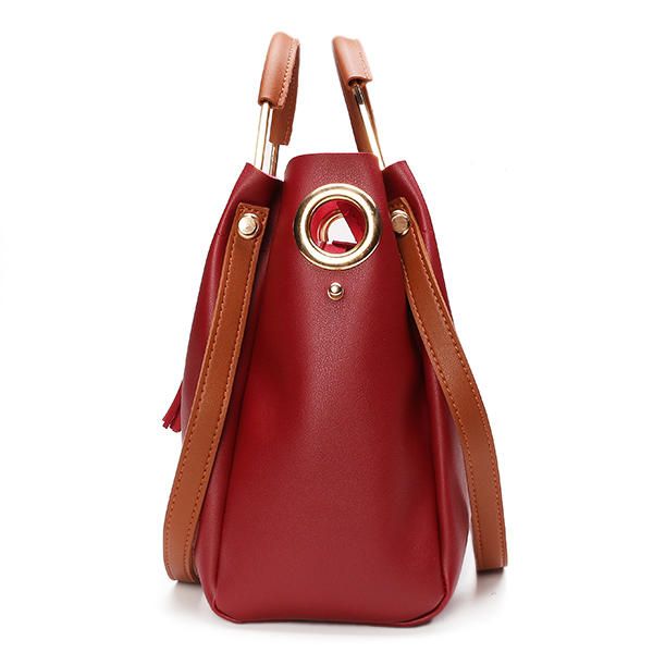 Bolso Bandolera Casual Con Borlas De Cuero Pu Para Mujer