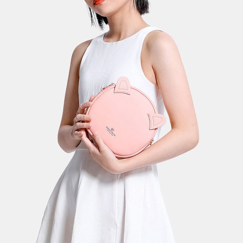 Bolso Bandolera Casual Con Patrón De Gato Sólido Para Mujer