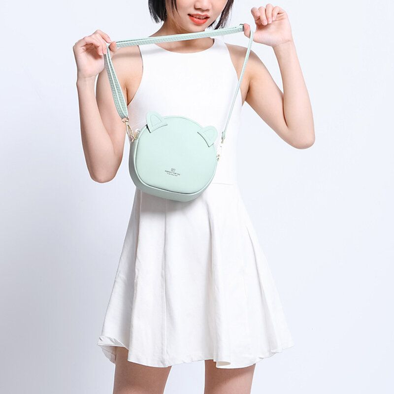 Bolso Bandolera Casual Con Patrón De Gato Sólido Para Mujer