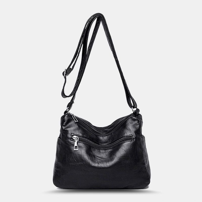 Bolso Bandolera Casual Multibolsillos De Gran Capacidad De Cuero Pu Para Mujer Bolso Bandolera