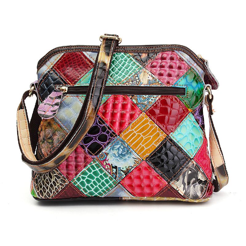 Bolso Bandolera Casual Vintage Floral De Cuero Pu Para Mujer