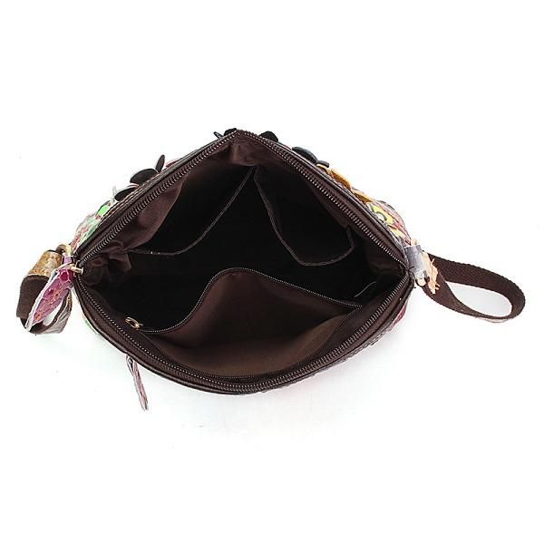 Bolso Bandolera Casual Vintage Floral De Cuero Pu Para Mujer