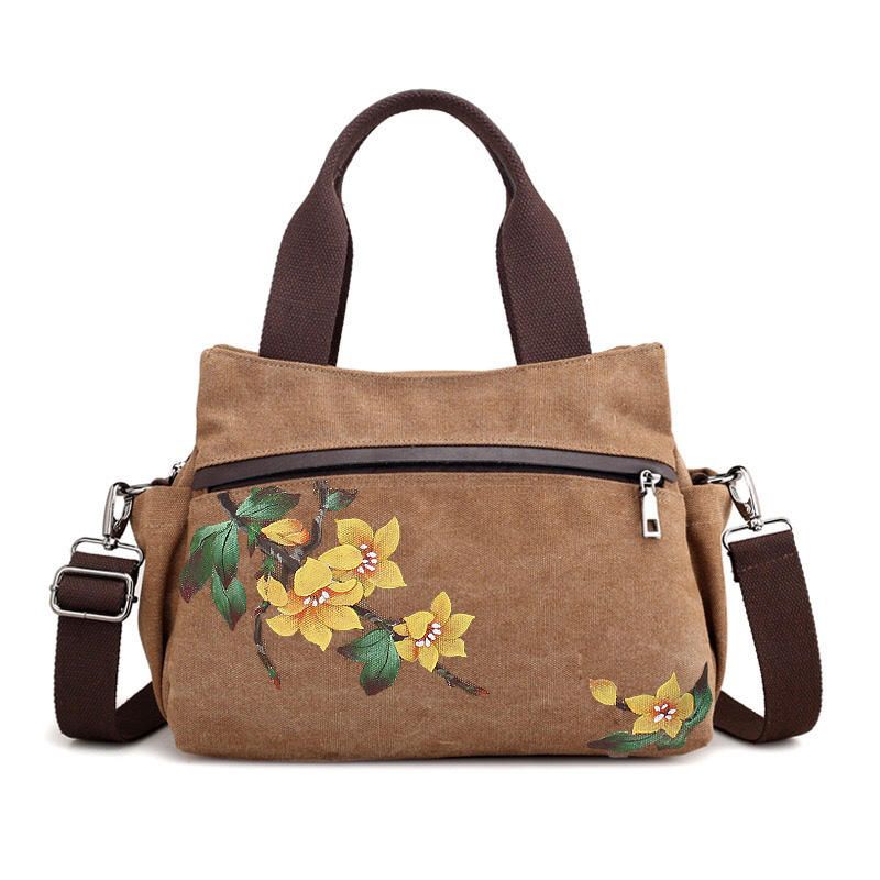 Bolso Bandolera Chino De Lona Lotus Para Mujer