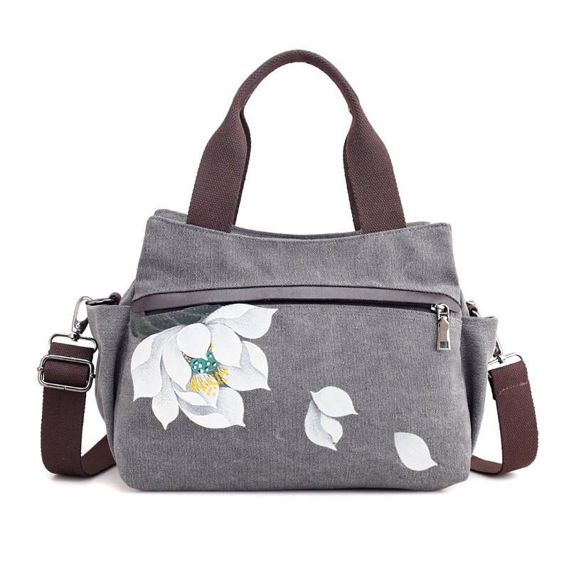 Bolso Bandolera Chino De Lona Lotus Para Mujer