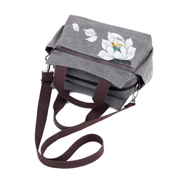 Bolso Bandolera Chino De Lona Lotus Para Mujer