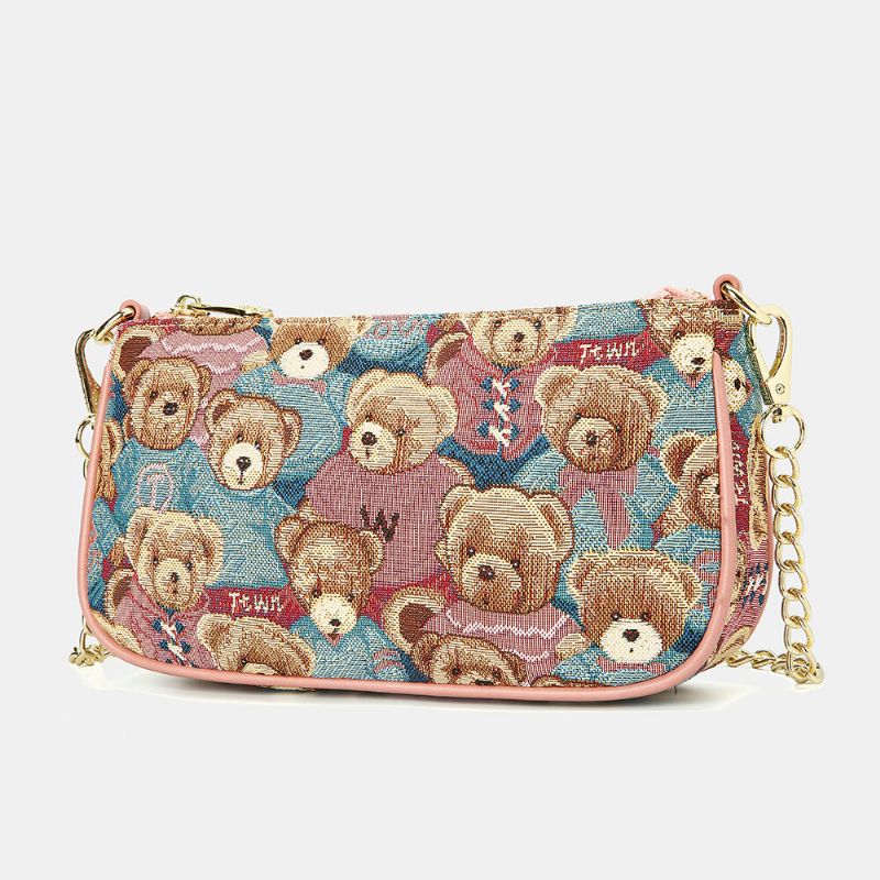 Bolso Bandolera Con Billetera Informal De 3 Piezas Con Patrón De Oso Para Mujer