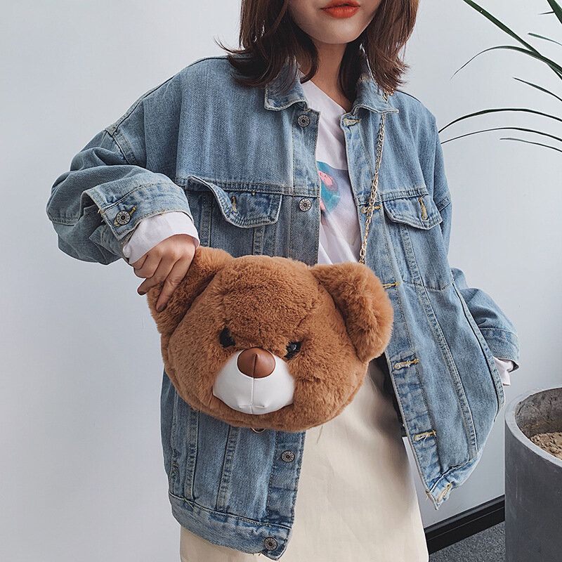 Bolso Bandolera Con Cadenas De Oso De Peluche Lindo Para Mujer