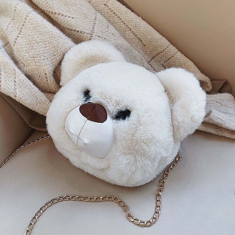 Bolso Bandolera Con Cadenas De Oso De Peluche Lindo Para Mujer