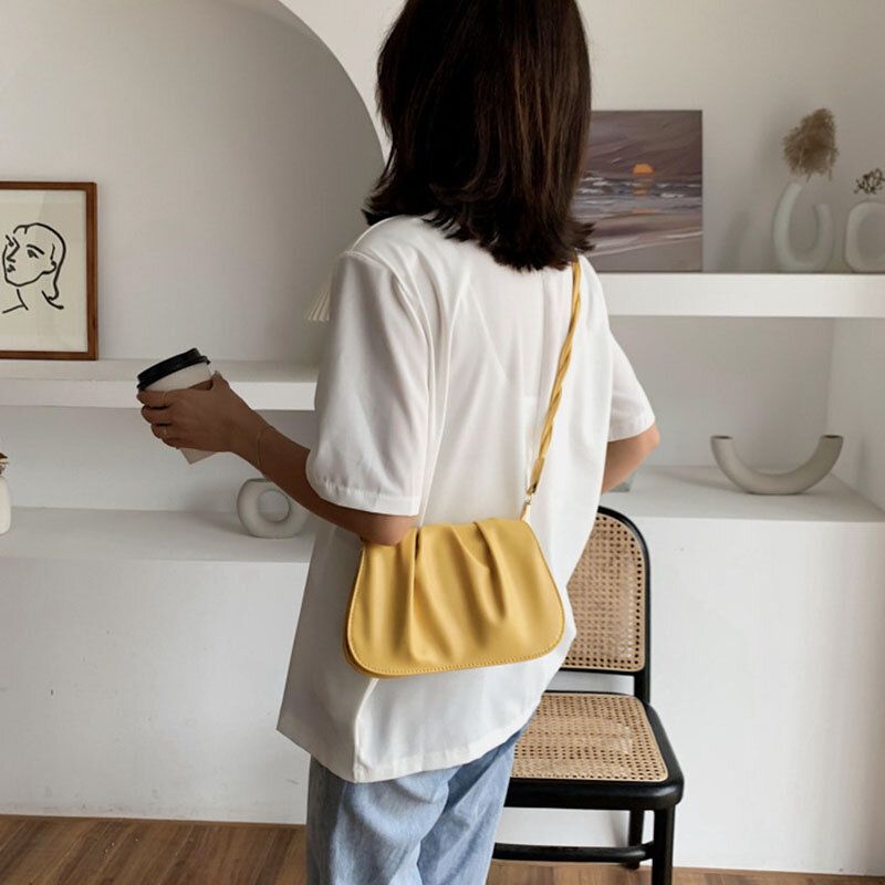 Bolso Bandolera Con Diseño De Nubes Y Lazo De Tejido Sólido Para Mujer