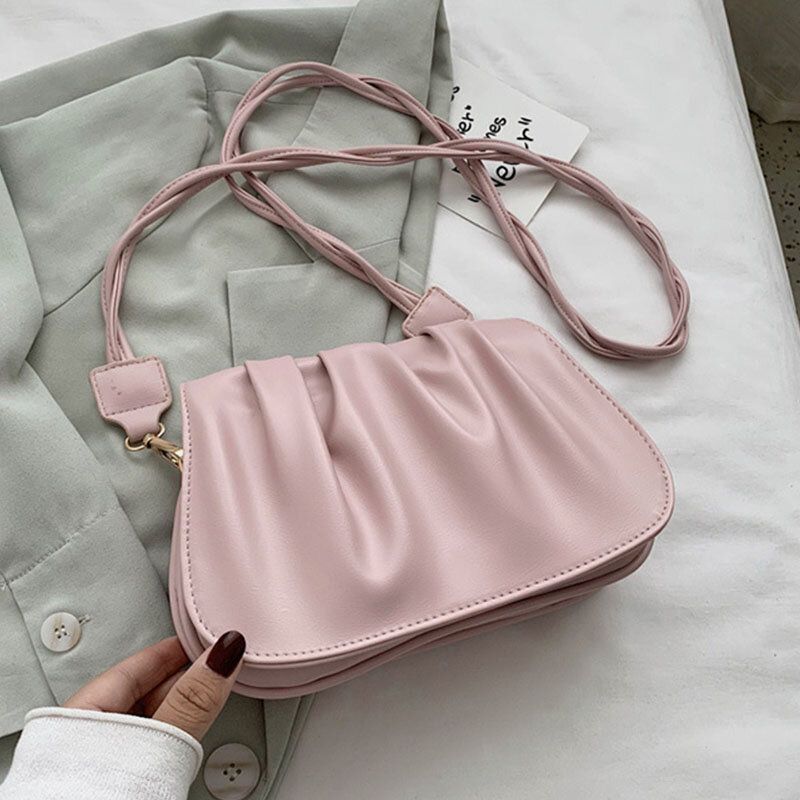 Bolso Bandolera Con Diseño De Nubes Y Lazo De Tejido Sólido Para Mujer