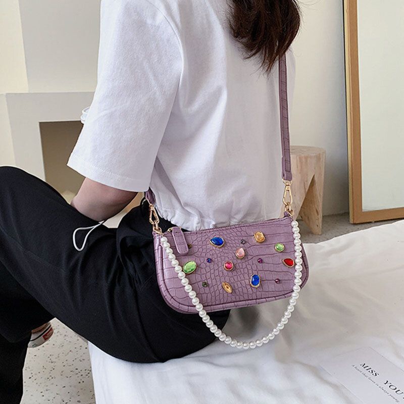 Bolso Bandolera Con Estampado De Cocodrilo Para Mujer