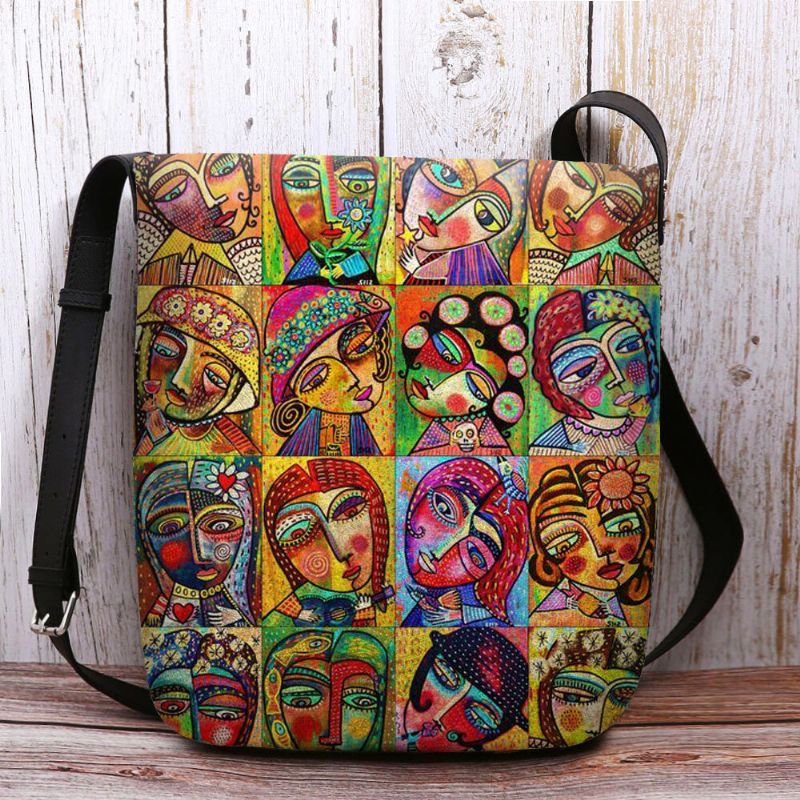 Bolso Bandolera Con Estampado De Figuras De Dibujos Animados Multicolor De Fieltro Para Mujer