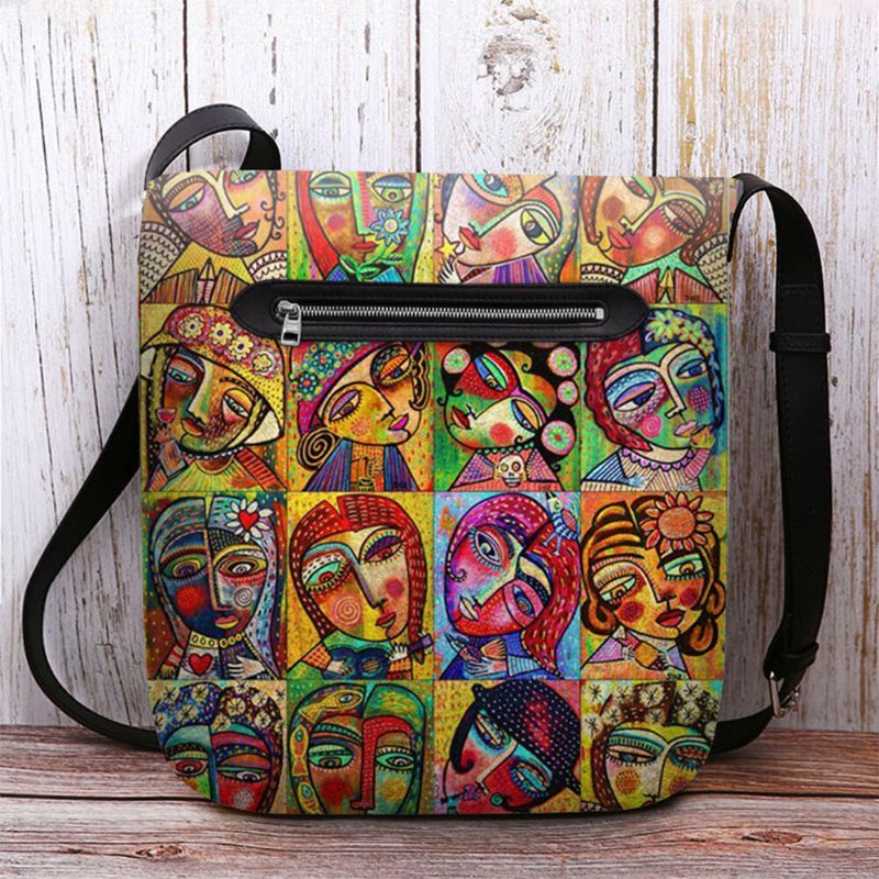 Bolso Bandolera Con Estampado De Figuras De Dibujos Animados Multicolor De Fieltro Para Mujer