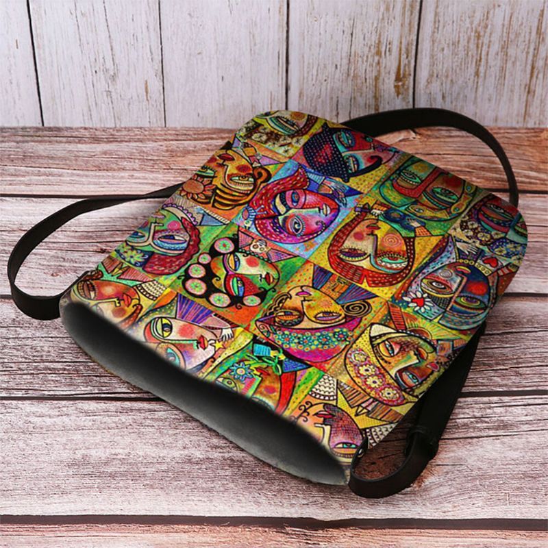 Bolso Bandolera Con Estampado De Figuras De Dibujos Animados Multicolor De Fieltro Para Mujer