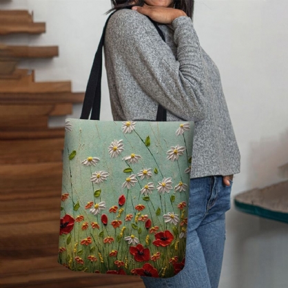 Bolso Bandolera Con Estampado De Flores De Fieltro Para Mujer