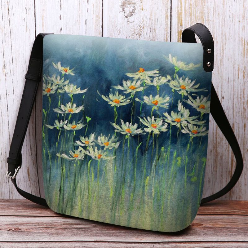 Bolso Bandolera Con Estampado De Flores De Fieltro Para Mujer