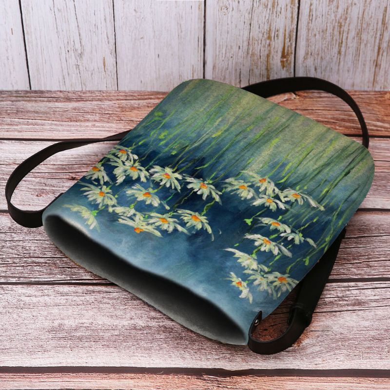 Bolso Bandolera Con Estampado De Flores De Fieltro Para Mujer