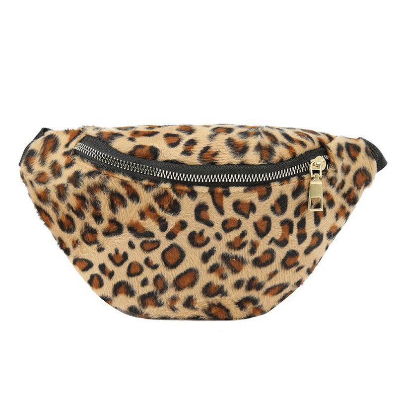 Bolso Bandolera Con Estampado De Leopardo De Felpa Para Mujer